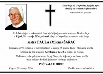 Preminula sestra Paula (Milena) Šarac iz Služnja