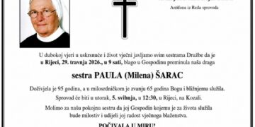 Preminula sestra Paula (Milena) Šarac iz Služnja