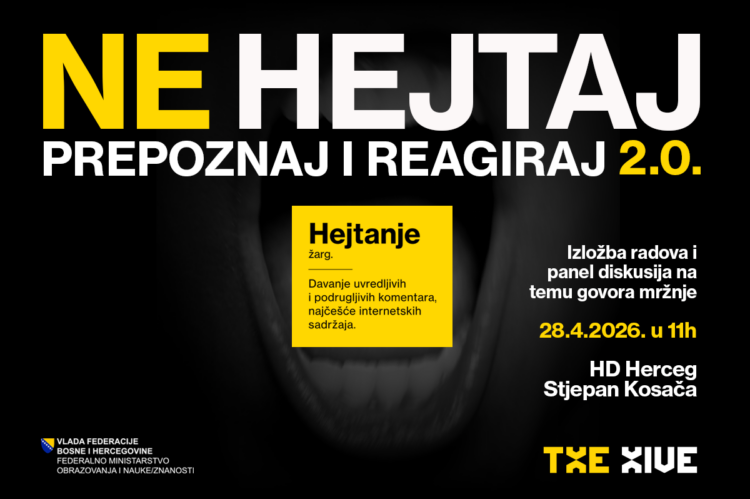 Kroz oči mostarskih srednjoškolaca – Izložba radova i panel diskusija „NE hejtaj: Prepoznaj i reagiraj“ u Kosači