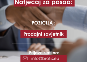 Brotis d.o.o. zapošljava: Prodajni savjetnik (prodavač)