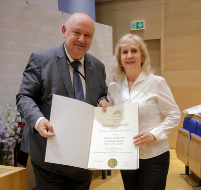 Zlatna povelja Matice hrvatske za monografiju “Ferdinand Zovko: Baritonov život za publiku”