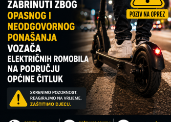 POZIV NA OPREZ Električni romobil nije igračka – sve više opasnih situacija na području općine Čitluk