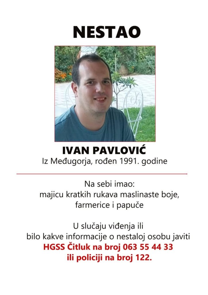 Nestao Ivan Pavlović iz Međugorja