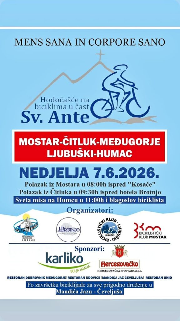 Spoj vjere, tradicije i sporta: Najavljeno hodočašće na biciklima u čast sv. Ante