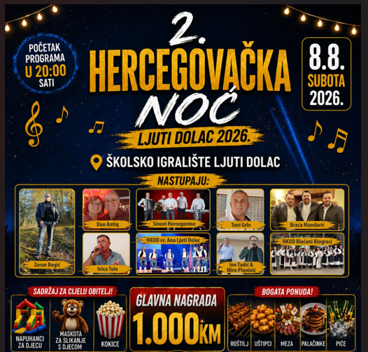 NAJAVA 2. Hercegovačka noć u Ljutom Docu – večer pjesme, druženja i tradicije