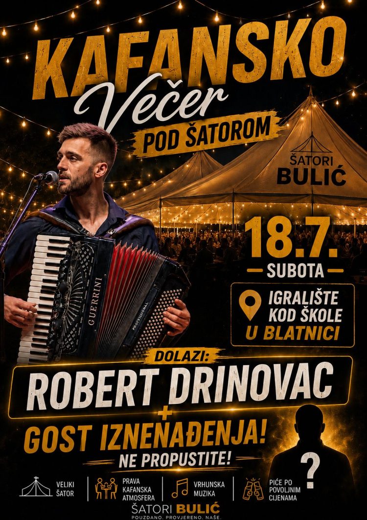 NAJAVA Donja Blatnica ove subote domaćin Kafanske večeri pod šatorom