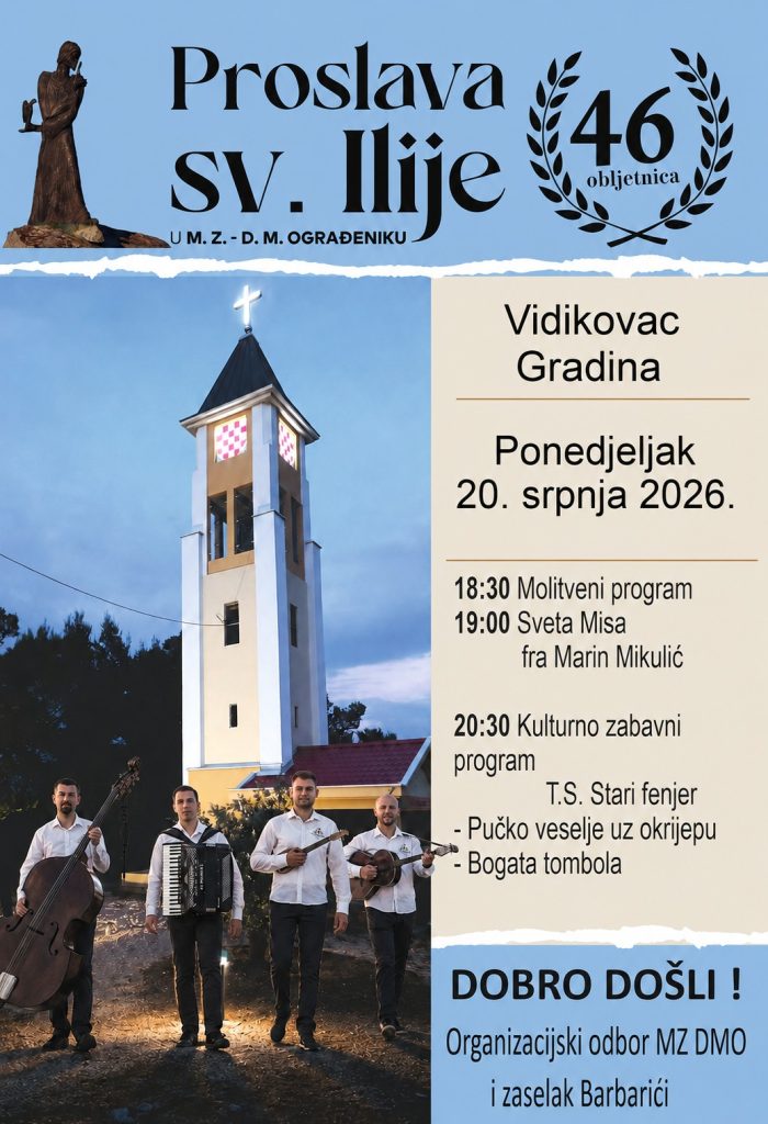 NAJAVA Proslava blagdana sv. Ilije na Gradini