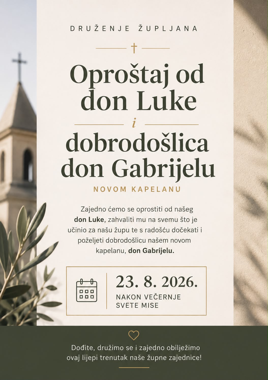 ŽUPA GRADINA | Večeras oproštaj od don Luke i dobrodošlica novom kapelanu don Gabrijelu ŽUPA GRADINA | Večeras oproštaj od don Luke i dobrodošlica novom kapelanu don Gabrijelu