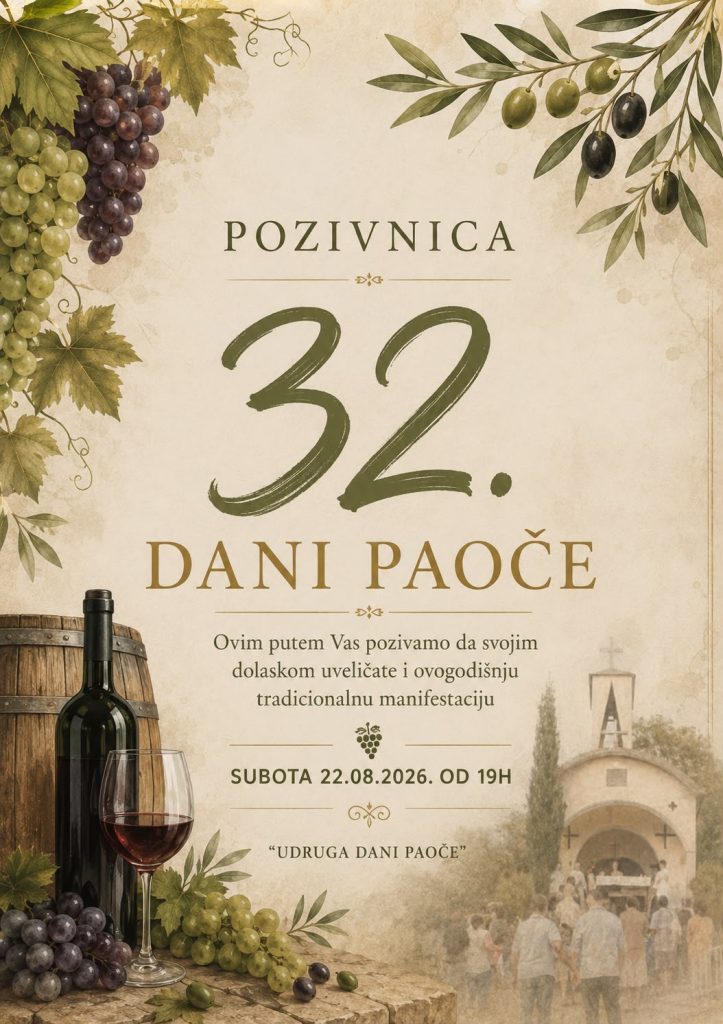 32. DANI PAOČE | Večer tradicije i zajedništva u subotu 22. kolovoza