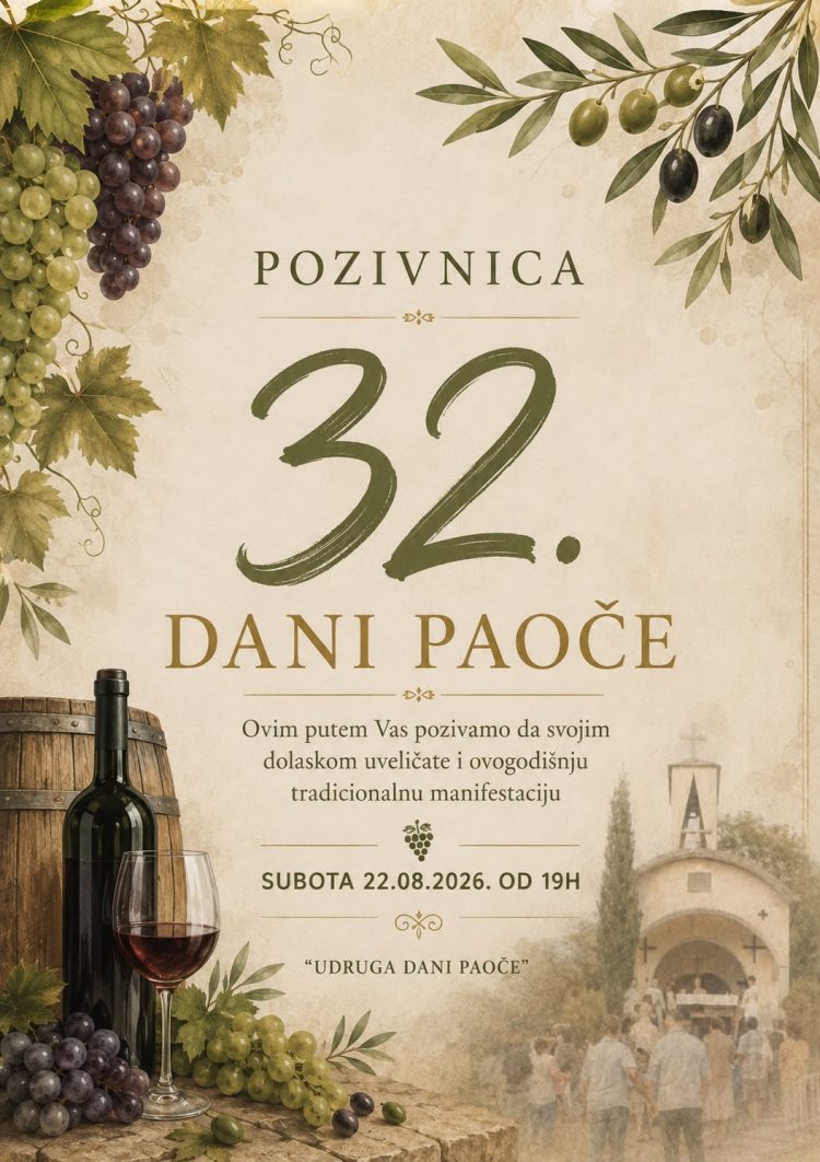 32. DANI PAOČE | Večer tradicije i zajedništva u subotu 22. kolovoza