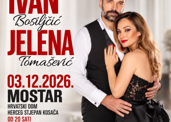 JELENA TOMAŠEVIĆ I IVAN BOSILJČIĆ ZAJEDNO U MOSTARU: Večer glazbe, poezije i emocija 3. prosinca u Kosači