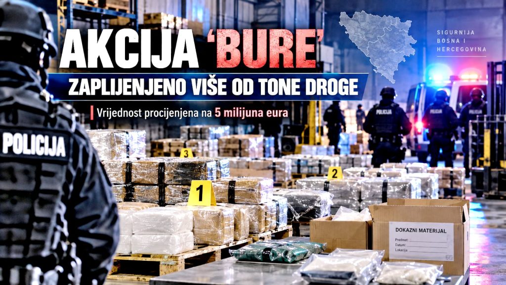 VELIKA AKCIJA „BURE“ │Zaplijenjeno više od tone droge