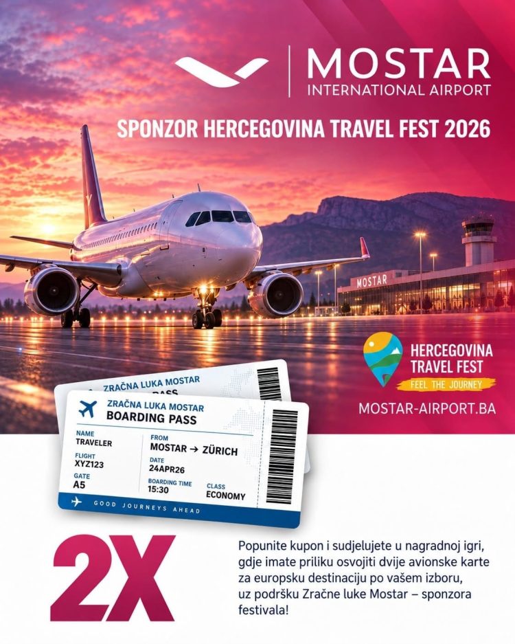 Donosimo raspored predavanja Hercegovina Travel Festa, sudjelujte u nagradnoj igri i osvojite avionske karte!