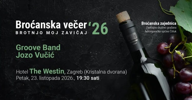 Broćanska večer 2026. u Zagrebu: Jozo Vučić i Groove Band za glazbeni ugođaj u hotelu Westin