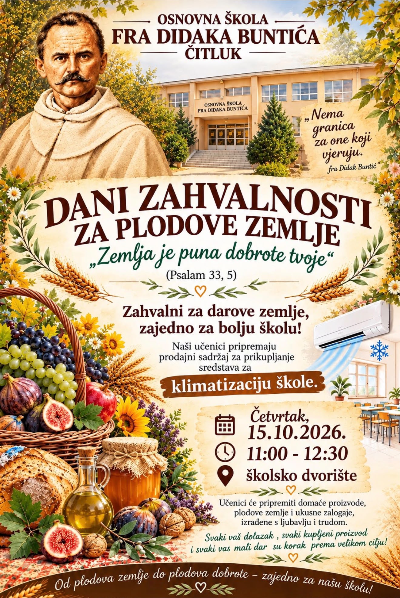 ČITLUK: Učenici OŠ fra Didaka Buntića organiziraju Dane zahvalnosti za plodove zemlje za klimatizaciju škole ČITLUK: Učenici OŠ fra Didaka Buntića organiziraju Dane zahvalnosti za plodove zemlje za klimatizaciju škole